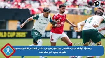 رسميًا توقف مباراة الأهلي وبالميراس في كأس العالم للأندية بسبب ظروف جوية غير متوقعة